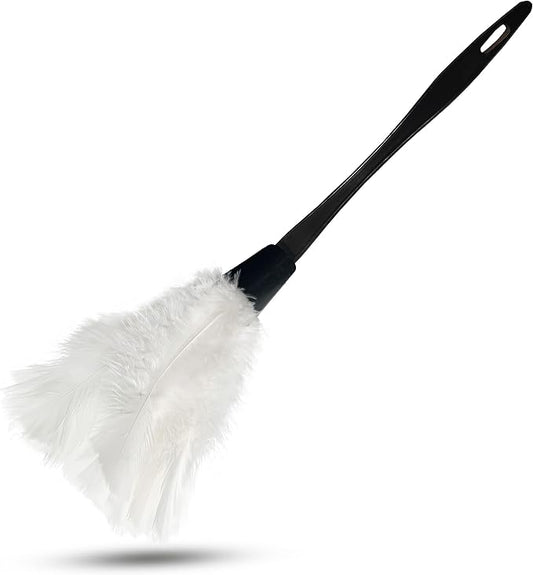 14 Inch Turkey Feather Duster – Lightweight Cleaning Brush for Home, Office, Furniture, Blinds, and Electronics (White)