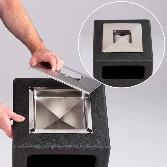 Safco Canmeleon Trash Can, 30 Gallons, Indoor and Outdoor Use, Durable & Weather-Resistant Commercial Garbage Can with Ashtray, Black