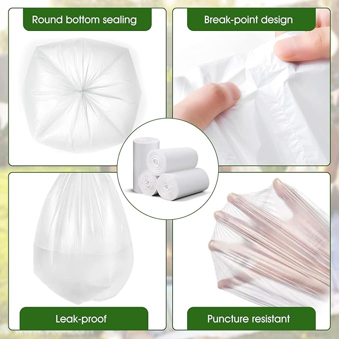 Charmount Small Trash Bags - 180 (Counts) 4 Gallon Garbage Bags for Bathroom, Kitchen, Office and Bedroom, 4 Gallon Unscented White Trash Bag …