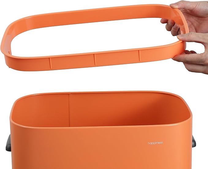 happimess HPM1017K Tammi Kitchen 14.5-Gallon Slim Metal Push Button Trash Can for Home, Kitchen, Laundry Room, Office, Bedroom, Bathroom, Carrot Cake