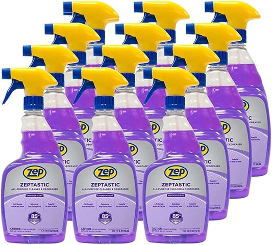 Zep Zeptastic All-Purpose Cleaner and Degreaser - 32 oz (Case of 12) 325712 - Refreshing Lavender Fragrance, Cuts Through Grease and Grime, Powerful No Rinse Formula