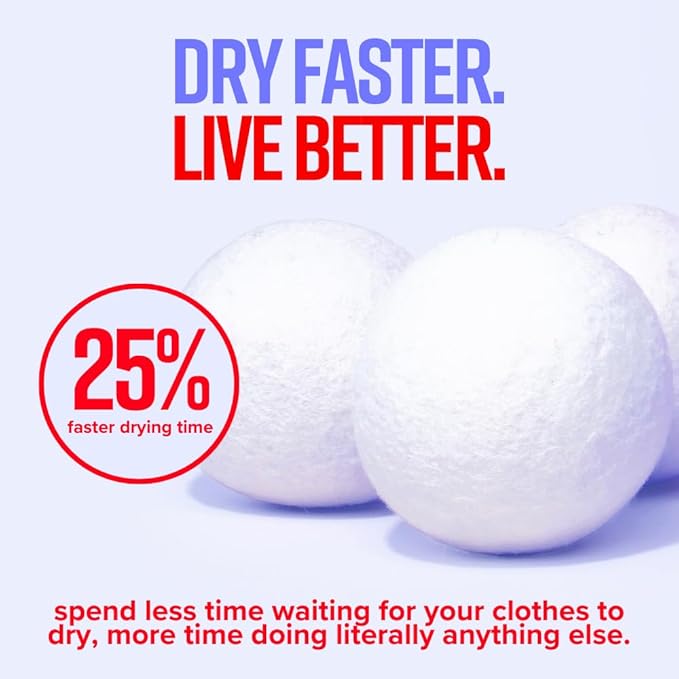 STRIPS Wool Dryer Balls – XL 3-Pack Premium Natural Fabric Softener – Reduces Clothing Wrinkles and Saves Drying Time, Reusable Wool Balls for Dryer – Eco-Friendly Alternative to Dryer Sheets