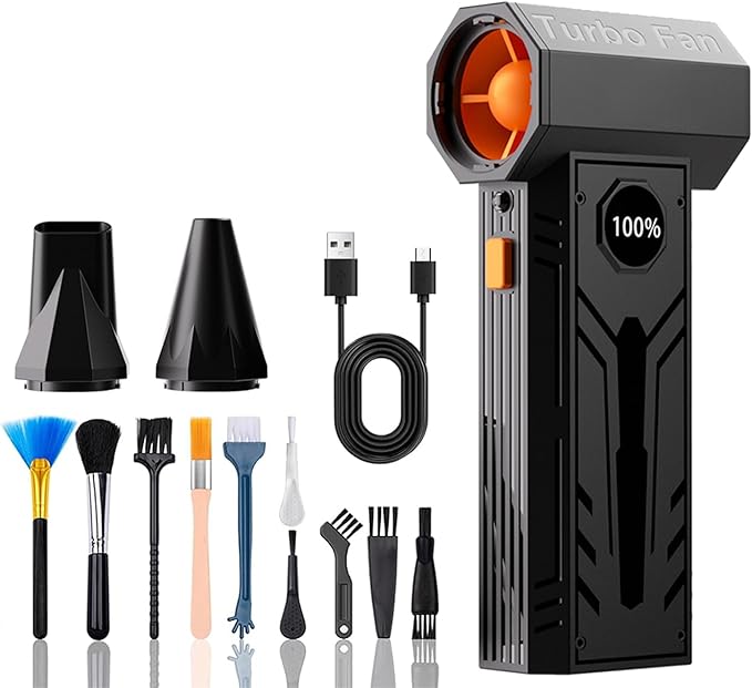 Electric Air Duster - 130,000RPM Ultra Power Cordless Air Duster, 100-Gear Adjustable Mini Blower with Quick Charge for Computers, Keyboards, Houses, Outdoors and Cars