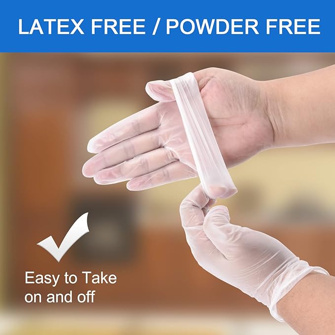 Schneider Clear Vinyl Exam Gloves, Latex-Free, Disposable Medical Gloves, Cleaning Gloves, Food Safe, Powder-Free, 4 mil