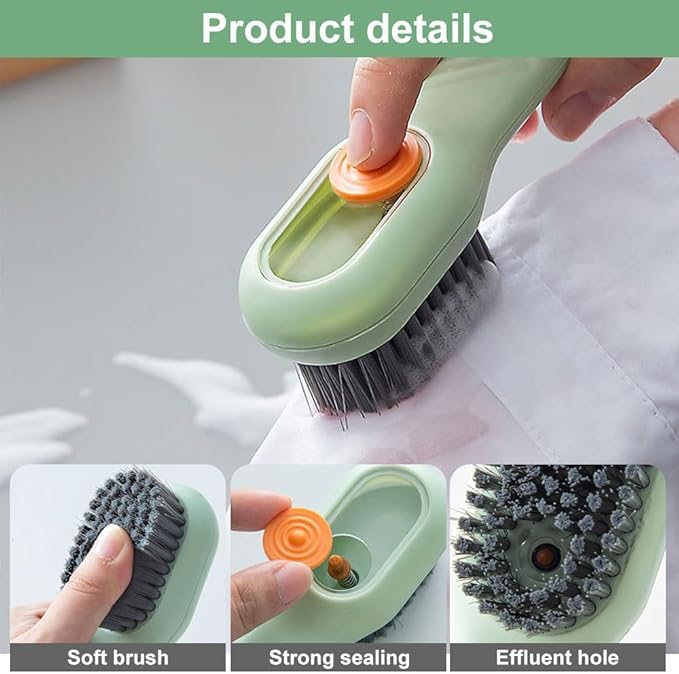 2 in 1 Multifunction Cleaning Brush, Multifunctional Cleaning Brush with Soap Dispenser, Liquid Filled laundry Brush, Household Cleaning Clothes Shoes Brush with Liquid Box (2pcsWhite)
