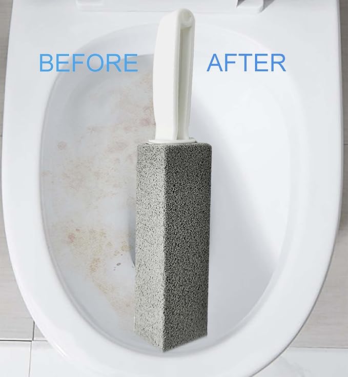 [8 Pack] Pumice Stone for Toilet Bowl Cleaning with Handle, Pumice Stone Toilet Cleaning Brush, Also Removes Limescale, Calcium Buildup and Hard Water Rings
