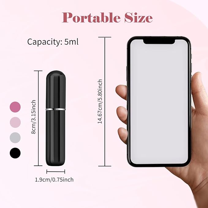 4pcs Mini Perfume Travel Bottle, Perfume Atomiser Refillable, 5ML Spray Bottles, Portable for Travel Holiday Women Man