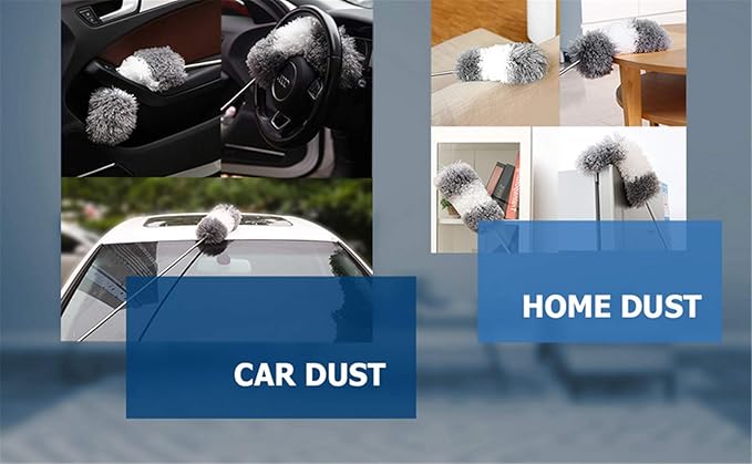 BOOMJOY Microfiber Feather Duster with Extendable Pole and Bendable Head, 100" Telescoping Duster for Cleaning Ceiling, Fan, Furniture