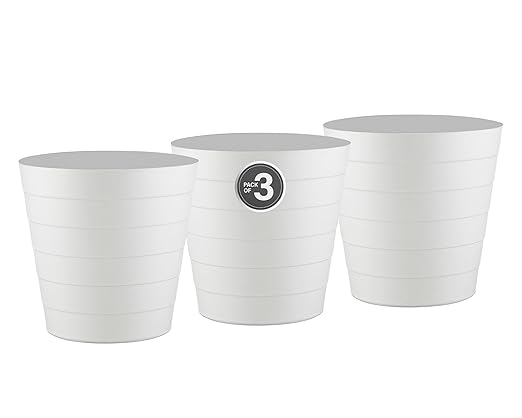 Small Trash Can (2.1 Gallons), Dorm Trash Can, Heavy Duty Dust Bin, Mini Garbage Can for Bedroom (Pack Of 3), Plastic Wastebasket, Bathroom Wastebasket (White) Round paper Trashcan, Office Trash bin