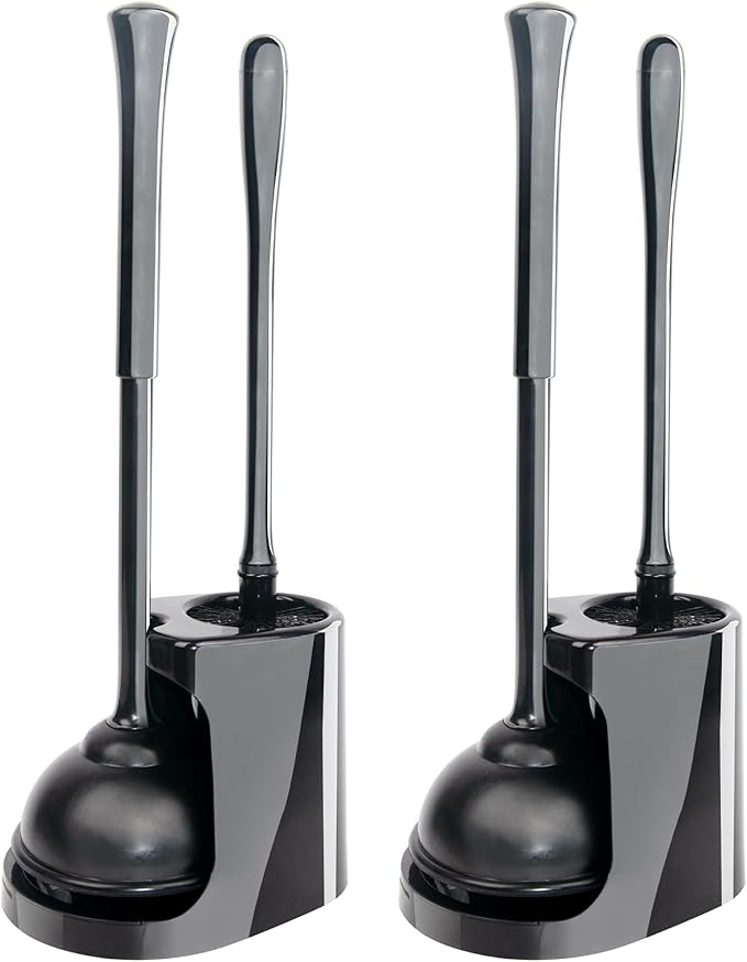CELOX 2 Sets Black Toilet Brush and Plunger Set for Bathroom Heavy Duty