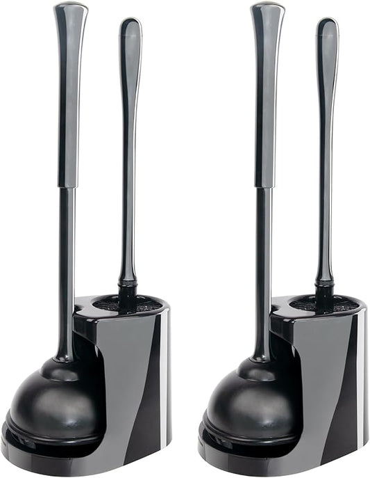 CELOX 2 Sets Black Toilet Brush and Plunger Set for Bathroom Heavy Duty