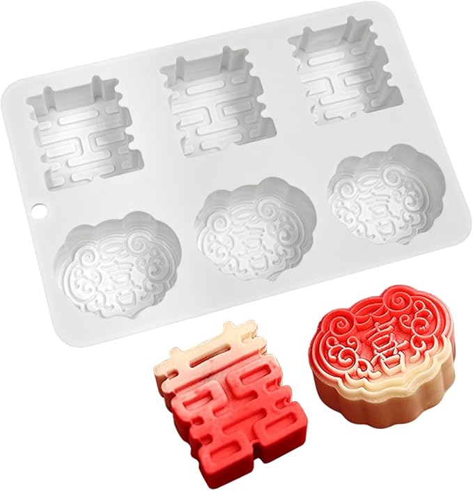 TUKE Double Happiness Candy Molds Silicone Mold Gummy Molds, Silicone Chocolate Molds for Jelly, Candy, Chocolate,Ice Cube,Biscuits (Double Blessing F)