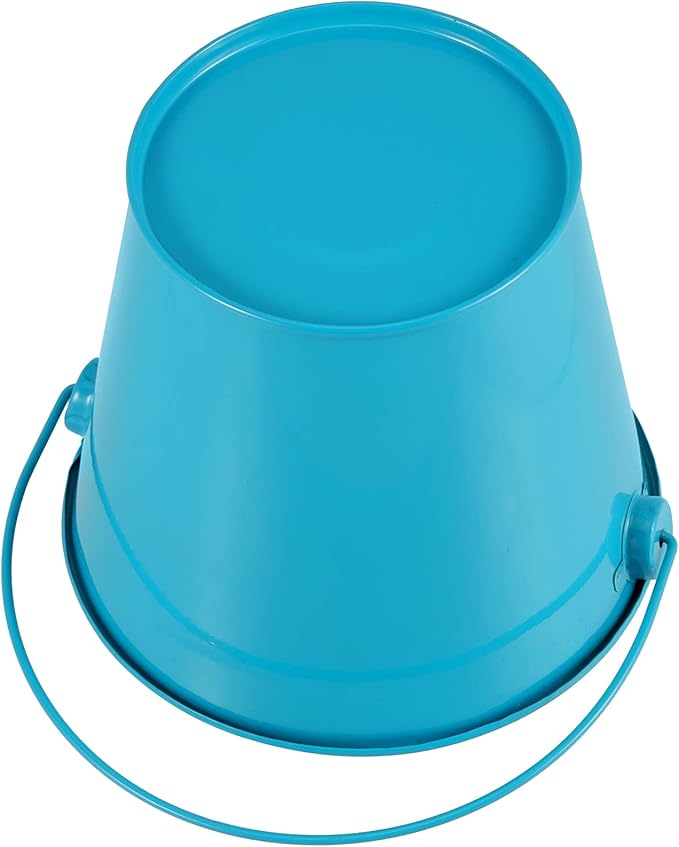 HAKZEON 10 Pack 4.72 x 4 Inches Mini Metal Buckets, Metal Pails with Handle, Metal Bucket with Handle for Crafts and Party Favors, Blue