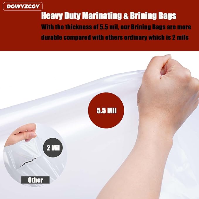 5 Gallon Bucket Liner Bags,10 Pack, Brining Bags for Turkey - Food Grade, BPA Free, Turkey Brine Bag with 50lb Wet Load Capacity, 21" W X 30" H, Heavy Duty Leak Proof Food Storage Bags