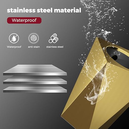 2.6GAL Gold Bathroom Trash Can,Brass Tarsh Can,Open Top,Stainless Steel,Waterproof,Double-Layer with Inner Lining for Bathroom,Bedroom,Office,Living Room,Hotel (Gold)