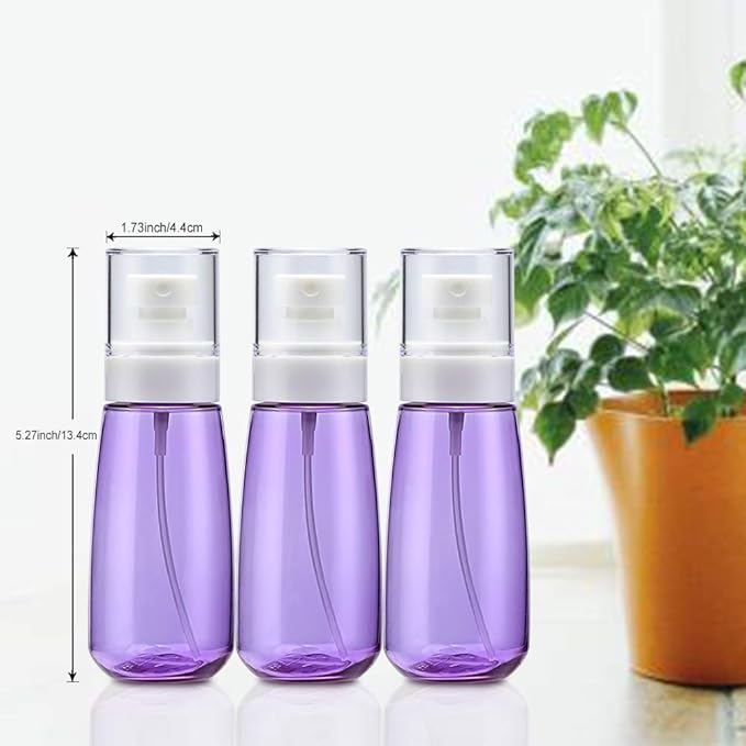 Cosywell Fine Mist Spray Bottle 3.4oz/ 100ml Empty Cosmetic Refillable Travel Containers Plastic Hair Spray Bottle Sprayer for Perfume Skincare Makeup Lotion (3Purple)