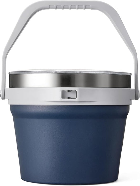 COKTIK 7L Insulated Ice Bucket with Lid，Double Wall Vacuum Stainless Steel Beverage Bucket Keeps Frozen Longer，Holds 6 Longnecks or 3 Bottles of Wine，for Cocktail, Champagne, Large Parties(Navy)