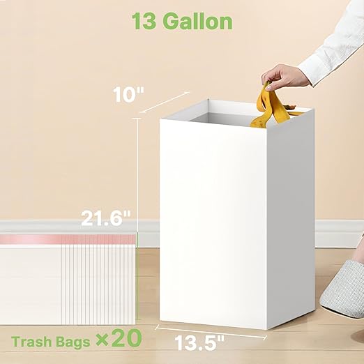 Disposable Trash Cans for Parties 16 Pack, 13 Gallon Cardboard Trash Can for Events, Thick Collapsible Garbage Can for Camping - 13.5" L x 10.0" W x 21.7" H, White