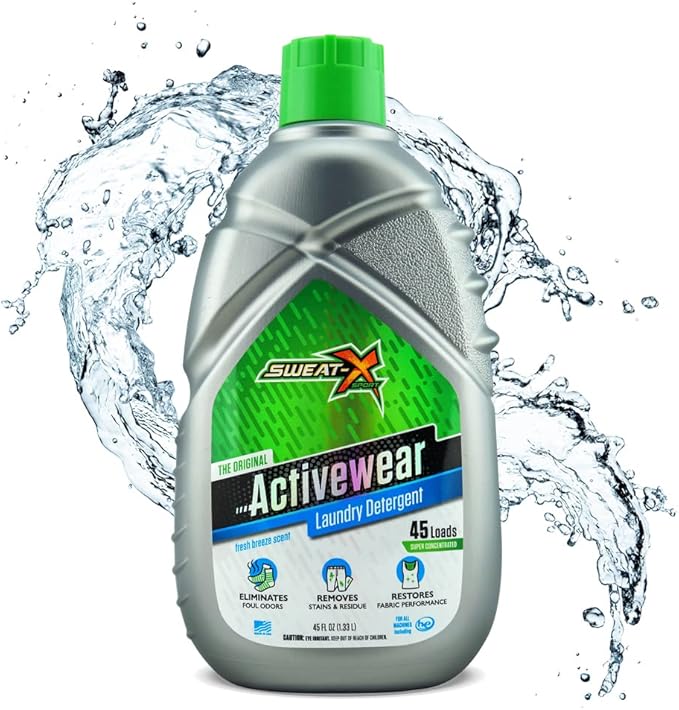 Sweat X Original Activewear Laundry Detergent – Remove the Worst Odors & Toughest Stains – High Performance Sports Wash for Training Gear & All Fabric Types – 45 Loads – 1 Pack