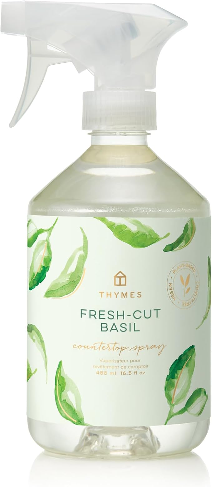Thymes Countertop Spray - Counter Cleaner Spray - Household Cleaning Supplies (Fresh-Cut Basil, 16.5 fl oz)