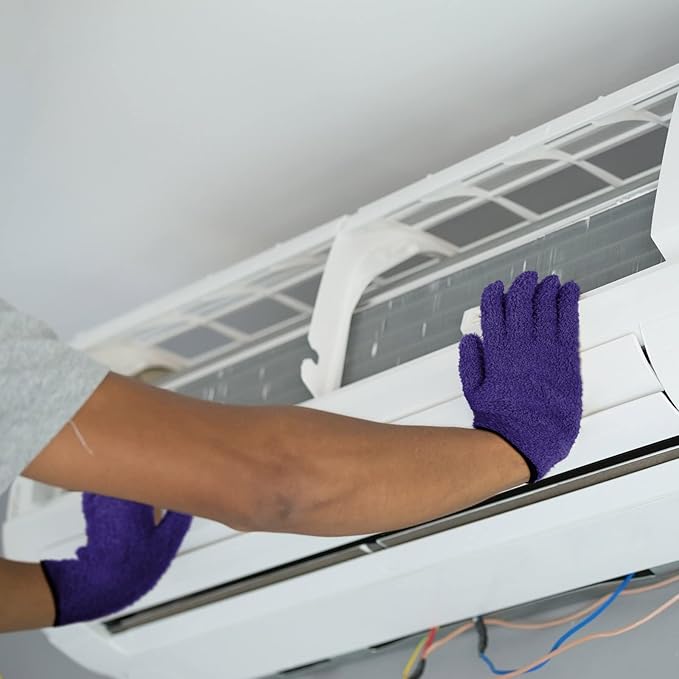 Patelai 3 Pairs Microfiber Plant Dusting Gloves Leaf Cleaning Gloves for Indoor Plants, Blinds, Furniture, House(Large,Purple, Blue, Rose Red)