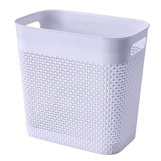 UUJOLY Plastic Small Trash Can Wastebasket, Garbage Container Basket for Bathrooms, Laundry Room, Kitchens, Offices, Kids Rooms, Dorms, (Grey, 3 Gallon)