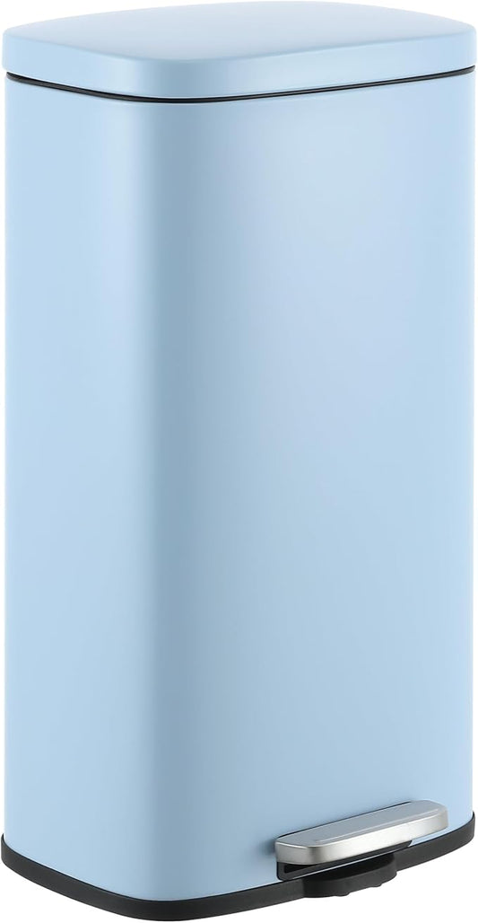happimess HPM1011G Curtis 8-Gallon Step-Open Trash Can, Fingerprint Resistant, Modern, Minimalistic for Home, Kitchen, Laundry Room, Office, Bedroom, Bathroom, Tide Pool Blue