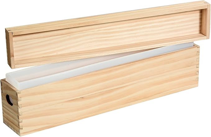 Rectangle Silicone Soap Mold, 2200ml/77oz Tall Skinny Soap Making Mold with Wooden Box and Lid for DIY Soap Making