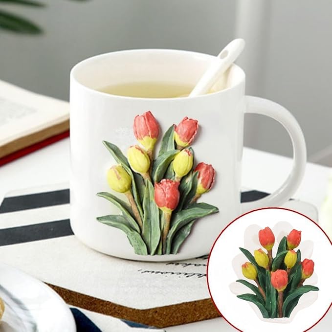 3D Flower Bouquet Candle Soap Silicone Molds Fondant Chocolate Candy Cake Decorating Mould Resin Clay Baking Pastry Tools (Tulip)