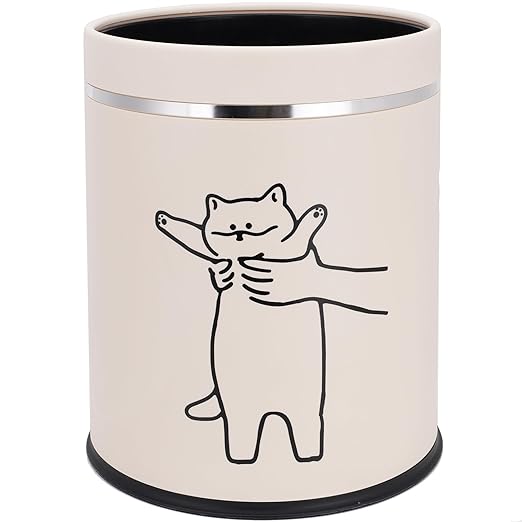 Juju Cat Trash Can - Cat Decor Garbage Can - Small Waste Basket for Bedroom - Garbage Bin Trashcan - Wastebasket Dustbin Trash Cans (Hey)