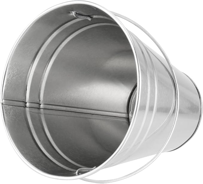 SINJEUN 30 Pack 4.5 x 5 Inch Galvanized Metal Buckets, Silver Metallic Pails with Handle, Mini Tinplate Tin Pails for Craft, Ice, Candy Snack, Flower Decoration
