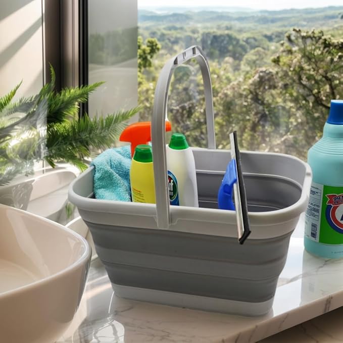 SAMMART 12L (3.17 Gallon) Collapsible Rectangular Handy Bucket (1, Grey)