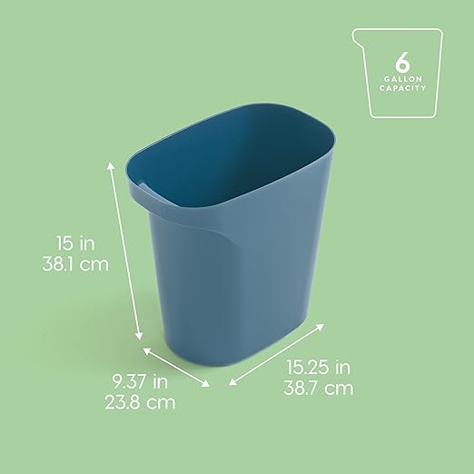 IRIS USA Small Trash Can Wastebasket with Handle, 6 Gallon / 24 Quart, 3-Pack, for Bathroom, Office, Bedroom, Under Sink, Kitchen, Garbage - Eco Friendly Navy