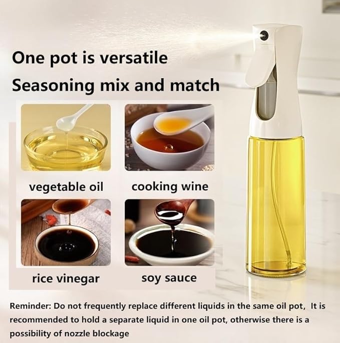 Press the fuel spray bottle,Oil Sprayer for Cooking, 220ml /7.44oz Glass Olive Oil Sprayer, Continuous Spray with Portion Control, Oil Dispenser Bottle for Kitchen, Air Fryer, Frying, Salad, Grill.