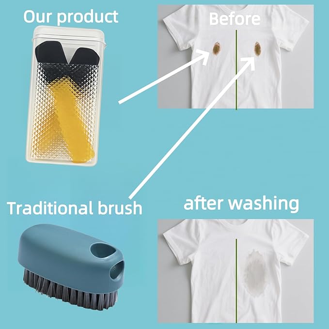 Stain Remover Brush, Portable Fabric Cleaner for Tough Stains Like Red Wine, Coffee, Grease, Juice, Grass on Clothes
