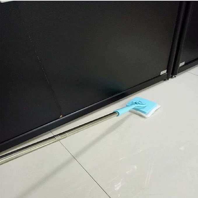 Baseboard Cleaner Tool with Handle [in Stock US], 5 Reusable Cleaning Pads by KnUVSA, Retractable Handle, Used for Bathroom Microfiber Cleaning, Molding Cleaner Tool, 6 Piece Set