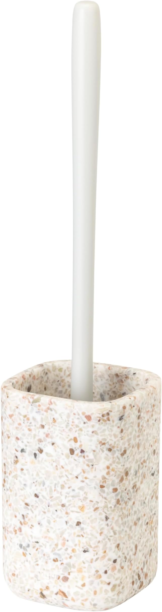 Vigar Zense Toilet Brush and Holder Set, Toilet Bowl Brush with Polyresin Stone Holder, Bathroom Sets for Bathroom Decor and Accessories, Terrazzo