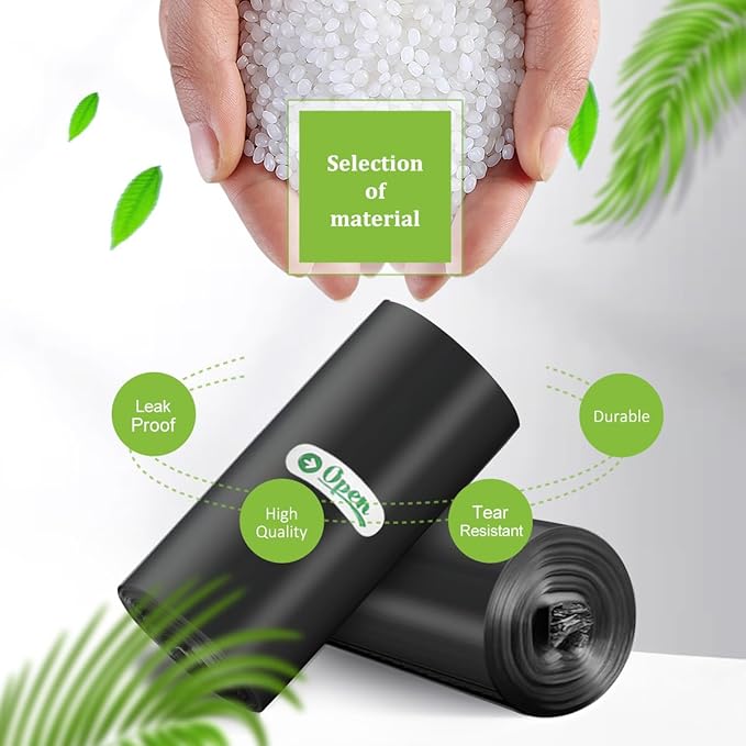 5 Gallon 180 Counts Small Strong Trash Bags Garbage Bags by RayPard, fit 18-20 Liter, 4.5-5,5.3 Gal trash Bin Liners for Home Office Kitchen Bathroom Bedroom, Black