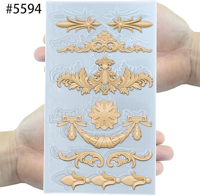Silicone Mold for Polyclay Air Dry Clay Plaster Crafts Rococo Bow Swag