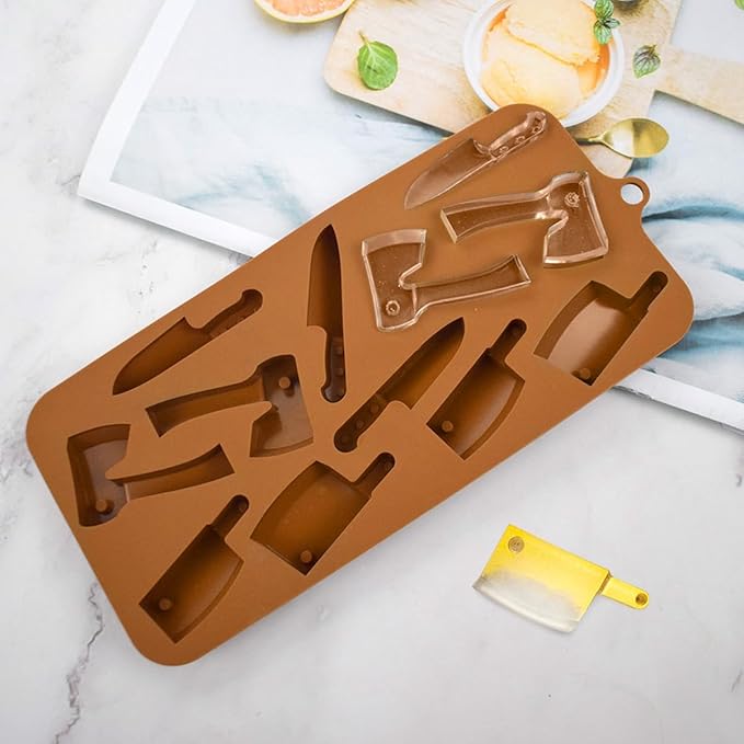 mostsom Chocolate Molds Halloween Chocolate Mold Knife Silicone Candy Molds for DIY Candy Ice Cube Sugar Halloween Party Cupcake Topper Decorating (C_ 8.92x4.04x0.56 inch)