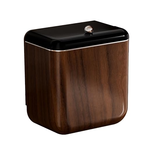 Vintage Kitchen Trash Can with Lid, Large 3.2 Gallon/12 Liter Capacity, Hanging Compost Bin, for Under Sink or Cupboard, Bathroom, Bedroom, Walnut Color