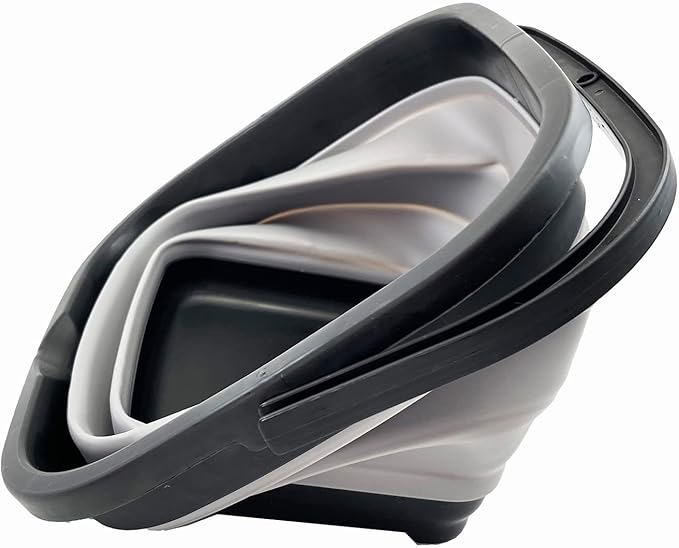 SAMMART 10L (2.6 Gallon) Collapsible Rectangular Handy Basket/Bucket (Black/Alloy Grey)