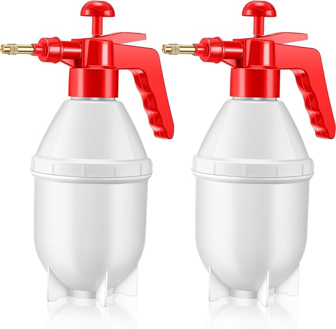 2 Pcs 50 oz Handheld Pump Spray Bottle Garden Spray Bottles Lawn Pressure Hand Pump Sprayer with Adjustable Nozzle for Chemicals Watering Weeds Garden and Car Detailing & Washing (Red)