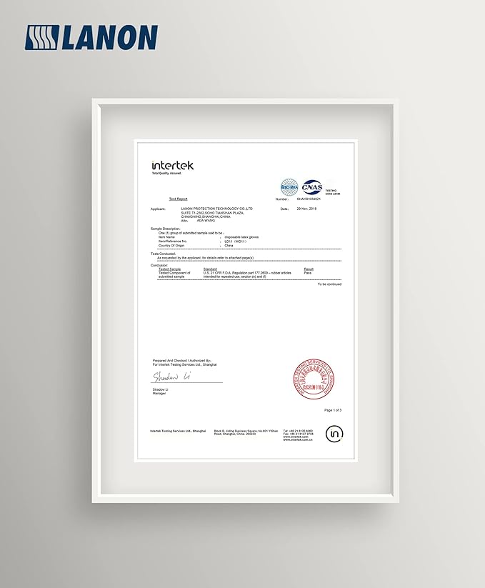 LANON 5 mil Latex Disposable Gloves, Food-Contact Grade, Powder-Free, Fully Textured, White, Small