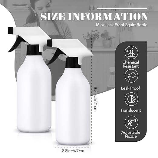 Tanlade 30 Pcs Plastic Spray Bottles 16 oz Leak Proof Squirt Bottle Refillable Empty Spray Water Mist Sprayer with Nozzles for Hair Essential Oil Cleaning Solutions Plants Pets (Black)