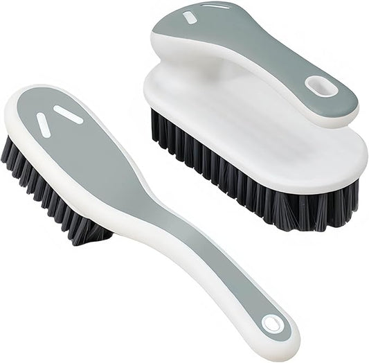 Soft Bristle Scrub Cleaning Brush Stain Remover Brush Fabric Cleaning Brush Laundry Brush Small Scrub Brush Cleaner Household Cleaning Brushes for Carpet, Clothes, Bathroom,Sneaker-2 Pack (Gray)