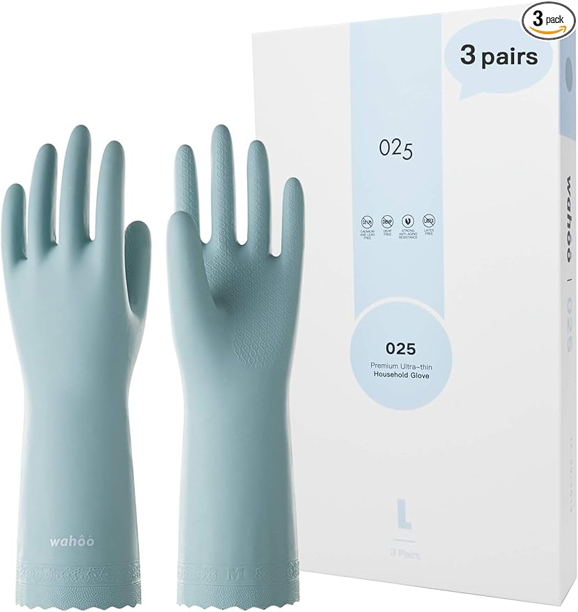 LANON Skin-Friendly Cleaning Gloves, Dishwashing Kitchen Gloves, Reusable, Non-Slip, Medium