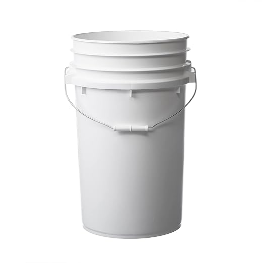 Hudson Exchange 7 Gallon (2 Pack) Large Bucket Pail Container with Easy Peel Lid, Food Grade BPA Free HDPE, White, (2032+2212-2)