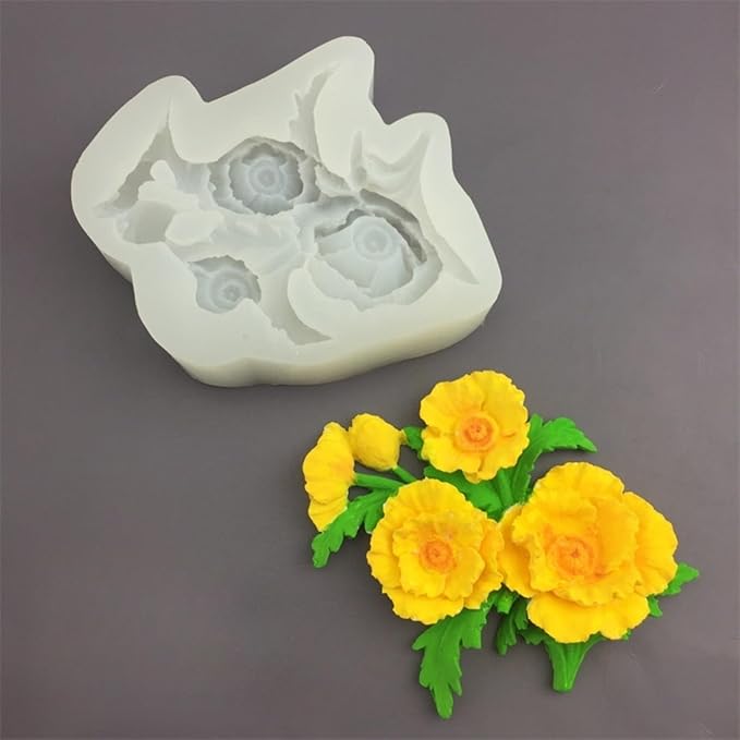 3D Flower Bouquet Candle Soap Silicone Molds Fondant Chocolate Candy Cake Decorating Mould Resin Clay Baking Pastry Tools (Hibiscus)