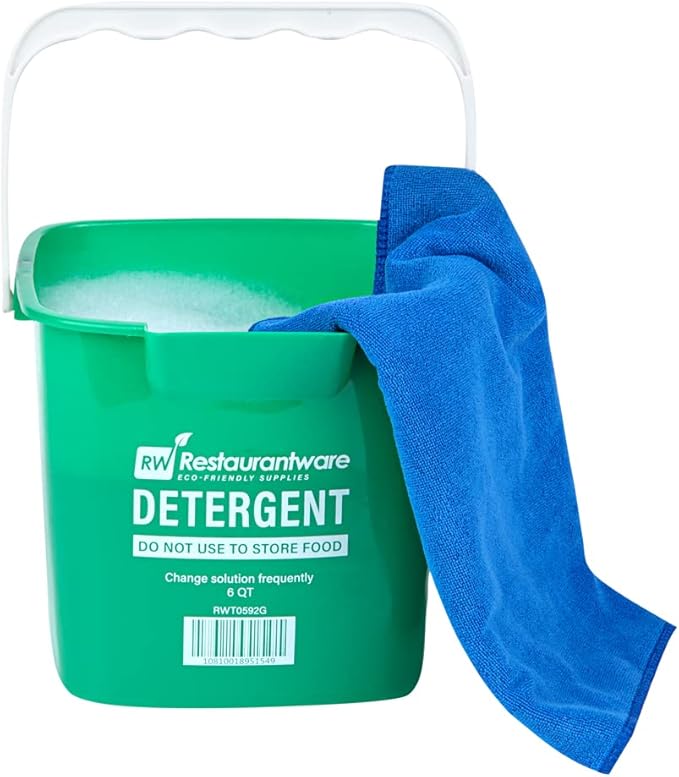 RW Clean 6 Quart Cleaning Bucket, 1 Detergent Square Bucket - With Measurements, Built-In Spout And Handle, Green Plastic Utility Bucket, For Home Or Commercial Use, - Restaurantware